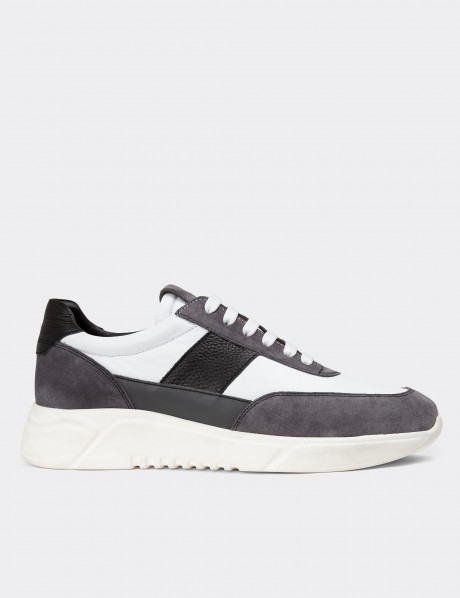 Gray Leather Sneakers
