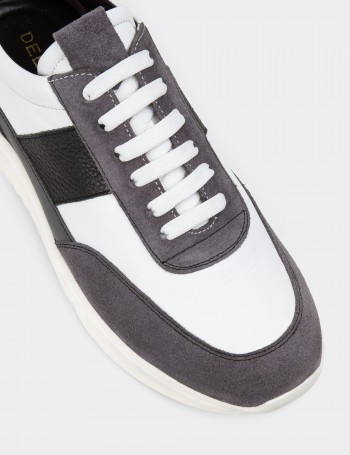Gray Leather Sneakers - 01963MGRIE01