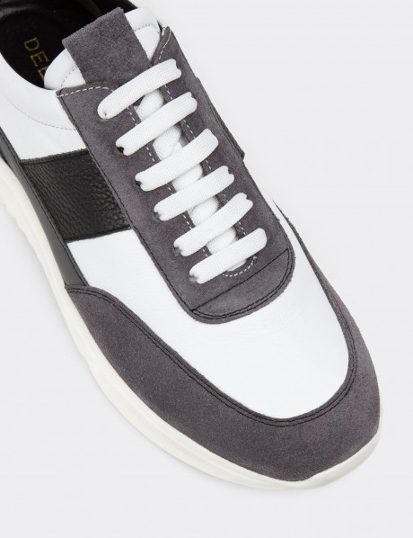 Gray Leather Sneakers