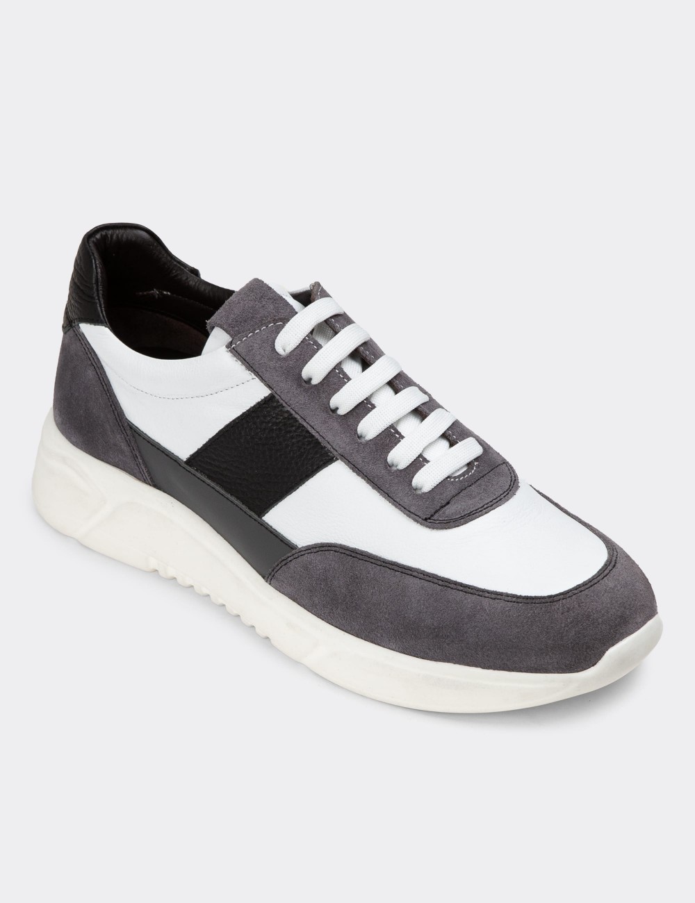 Gray Leather Sneakers - 01963MGRIE01