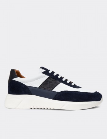 Navy Suede Leather Sneakers - 01963MLCVE01