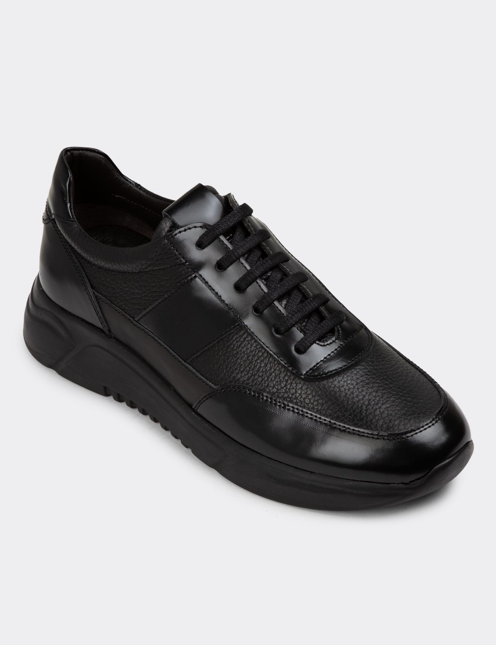 Black Leather Sneakers - 01963MSYHE01