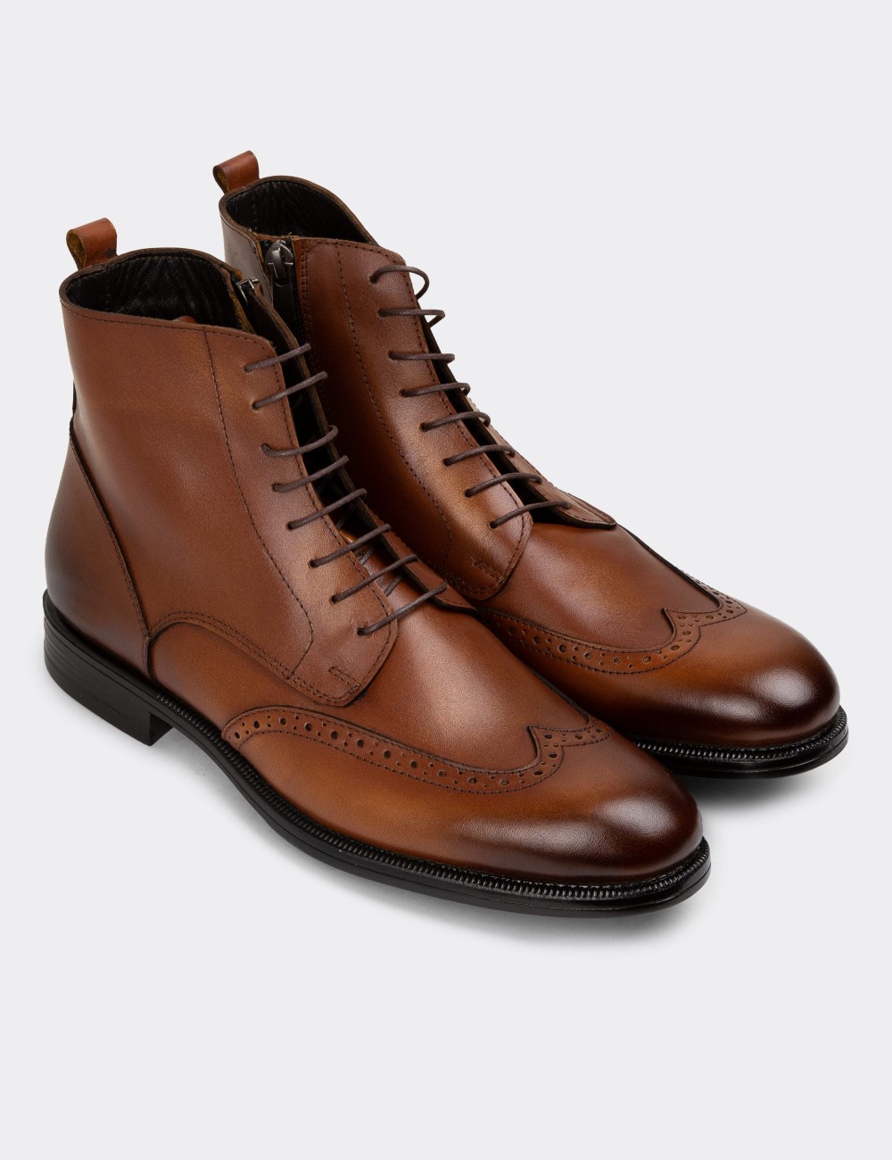 Tan Leather Boots - 01973MTBAC01