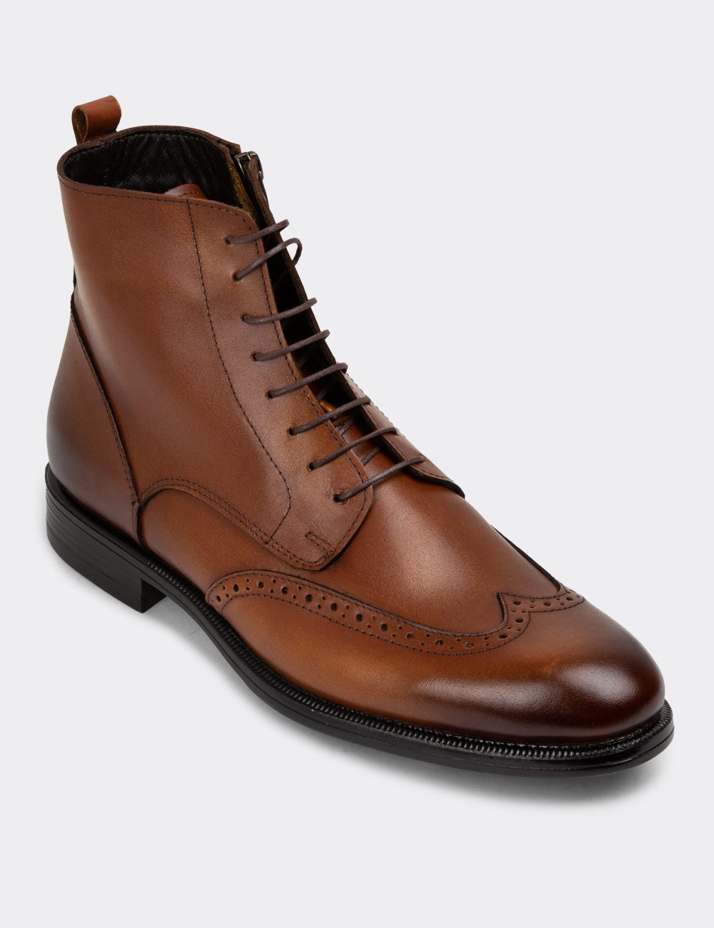 Tan Leather Boots - 01973MTBAC01