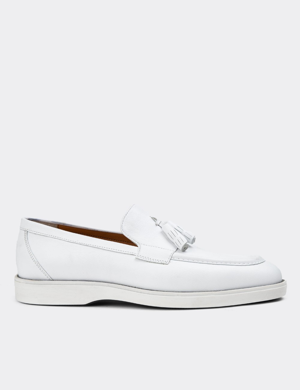 White Leather Loafers - 01958MBYZC01