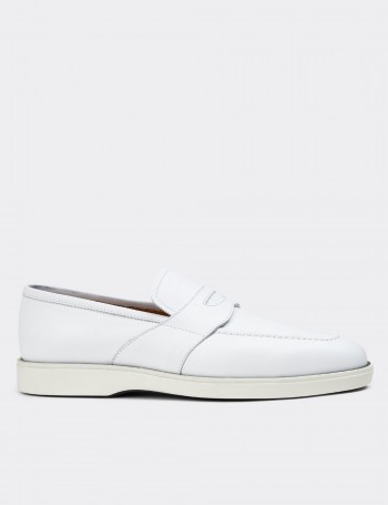 White Leather Loafers - 01960MBYZC01