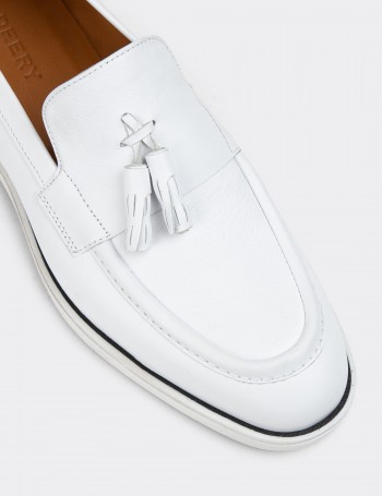 White Leather Loafers - 01958MBYZC01