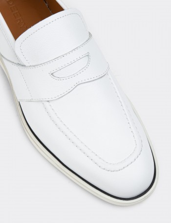 White Leather Loafers - 01960MBYZC01