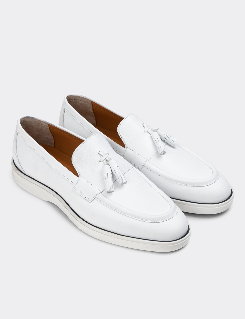 White Leather Loafers - 01958MBYZC01