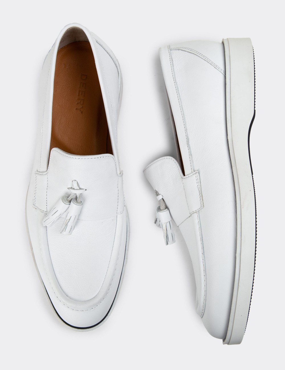 White Leather Loafers - 01958MBYZC01