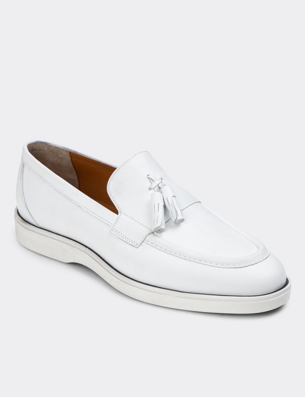 White Leather Loafers - 01958MBYZC01