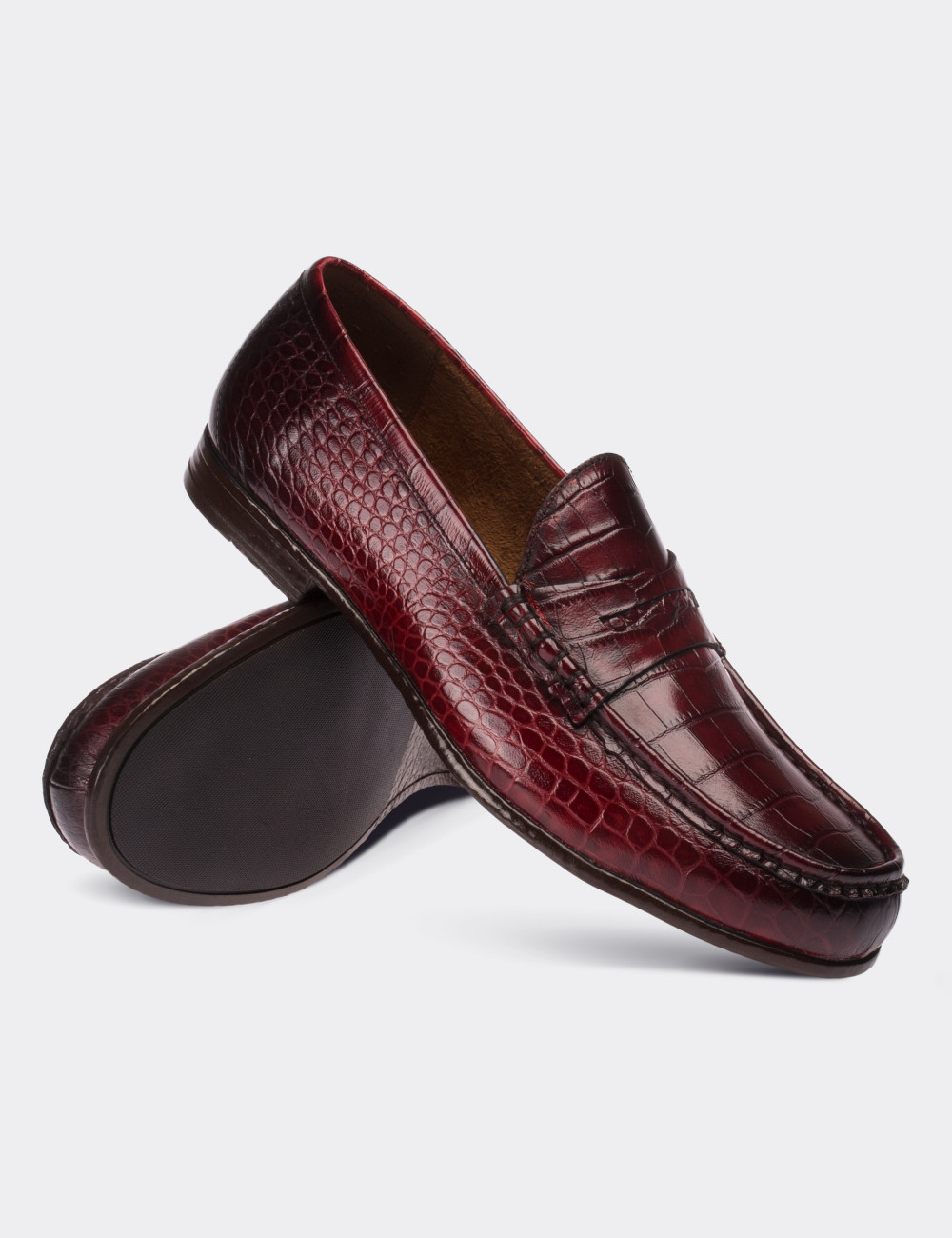Burgundy  Leather Loafers - 01648MBRDC02