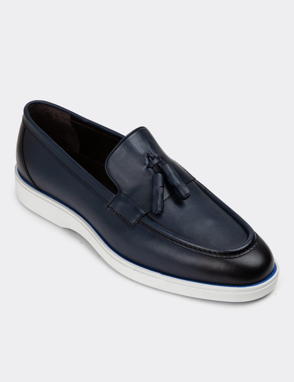 Blue Leather Loafers - 01958MMVIC01