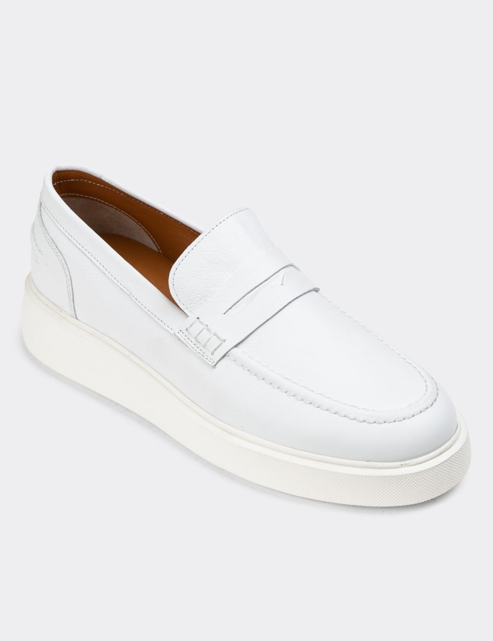 White Leather Loafers - 01964MBYZE01