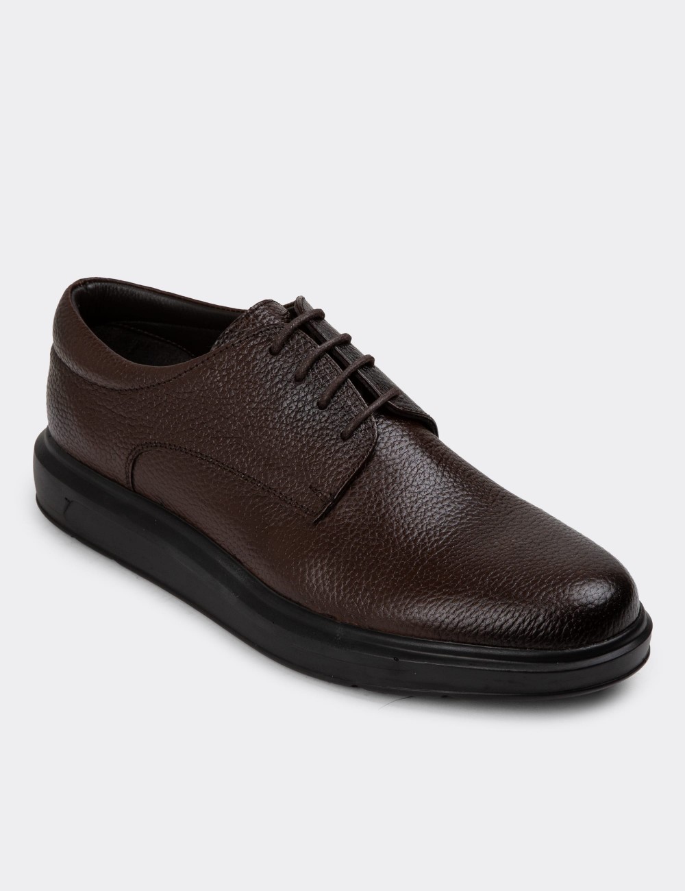 Brown Leather Lace-up Shoes - 01934MKHVP03