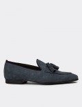 Gray Suede Leather Loafers