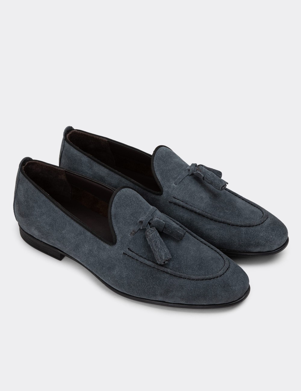 Gray Suede Leather Loafers - 01701MGRIC11