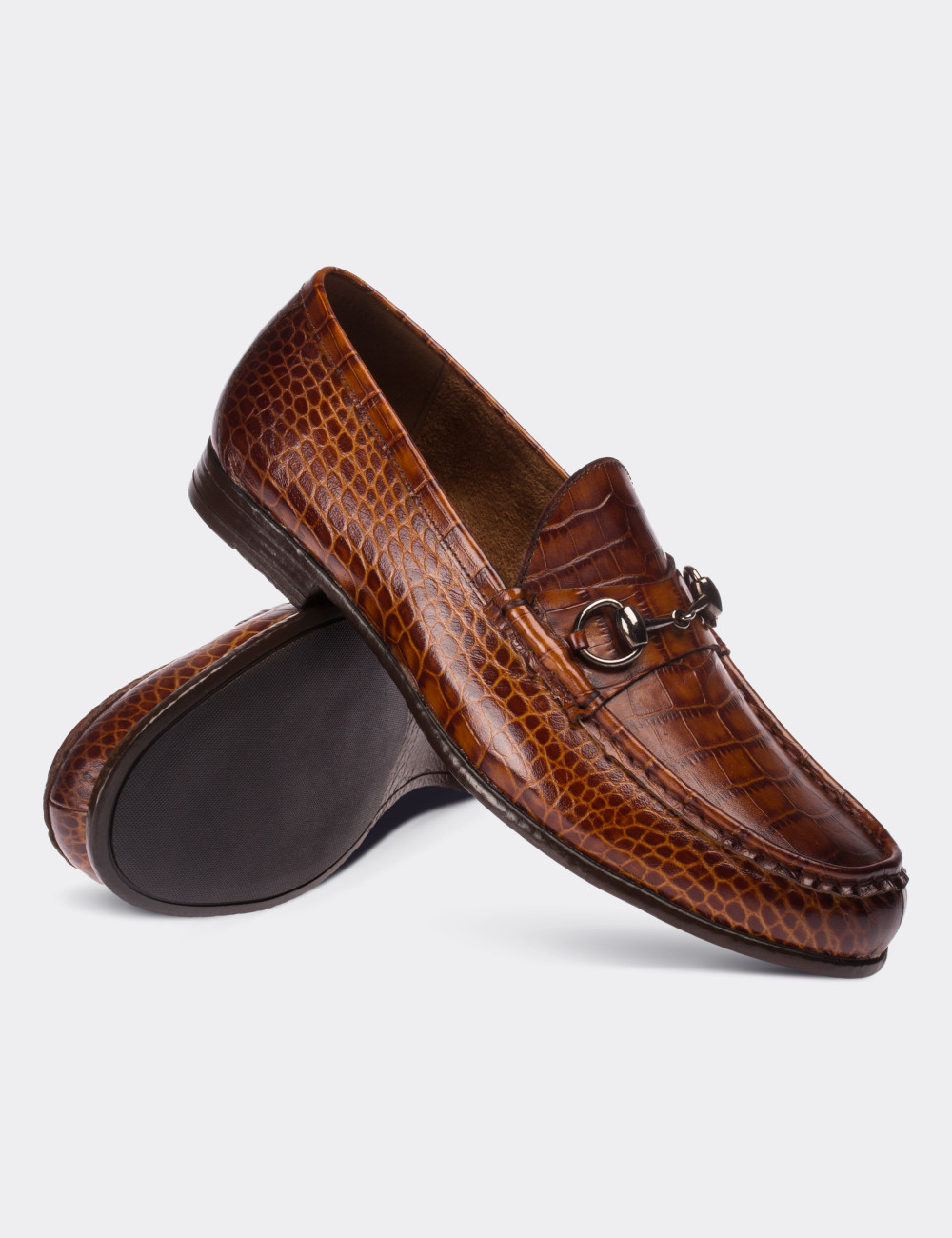 Tan  Leather Loafers - 01649MTBAC01