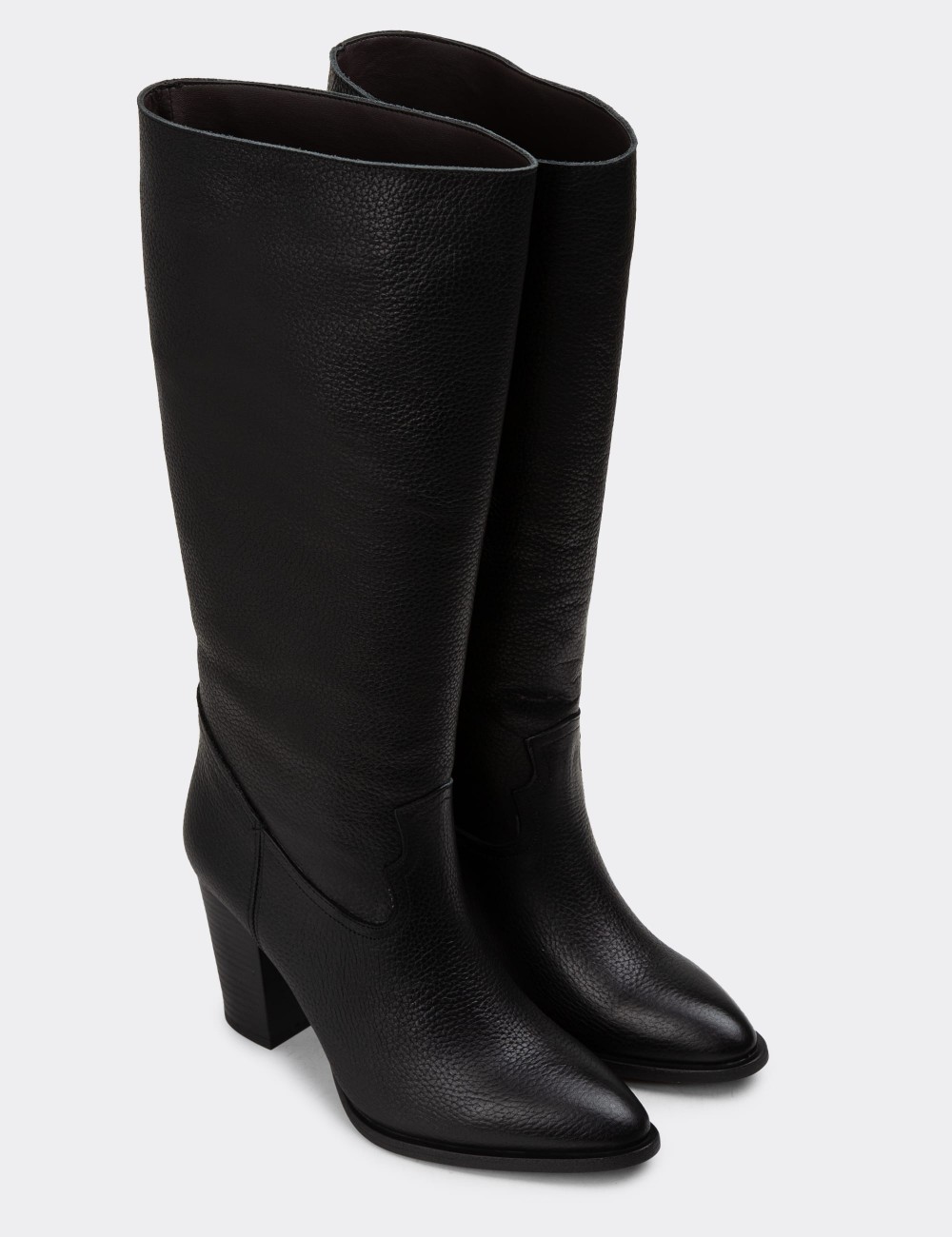 Black Leather Boots - 01976ZSYHC01