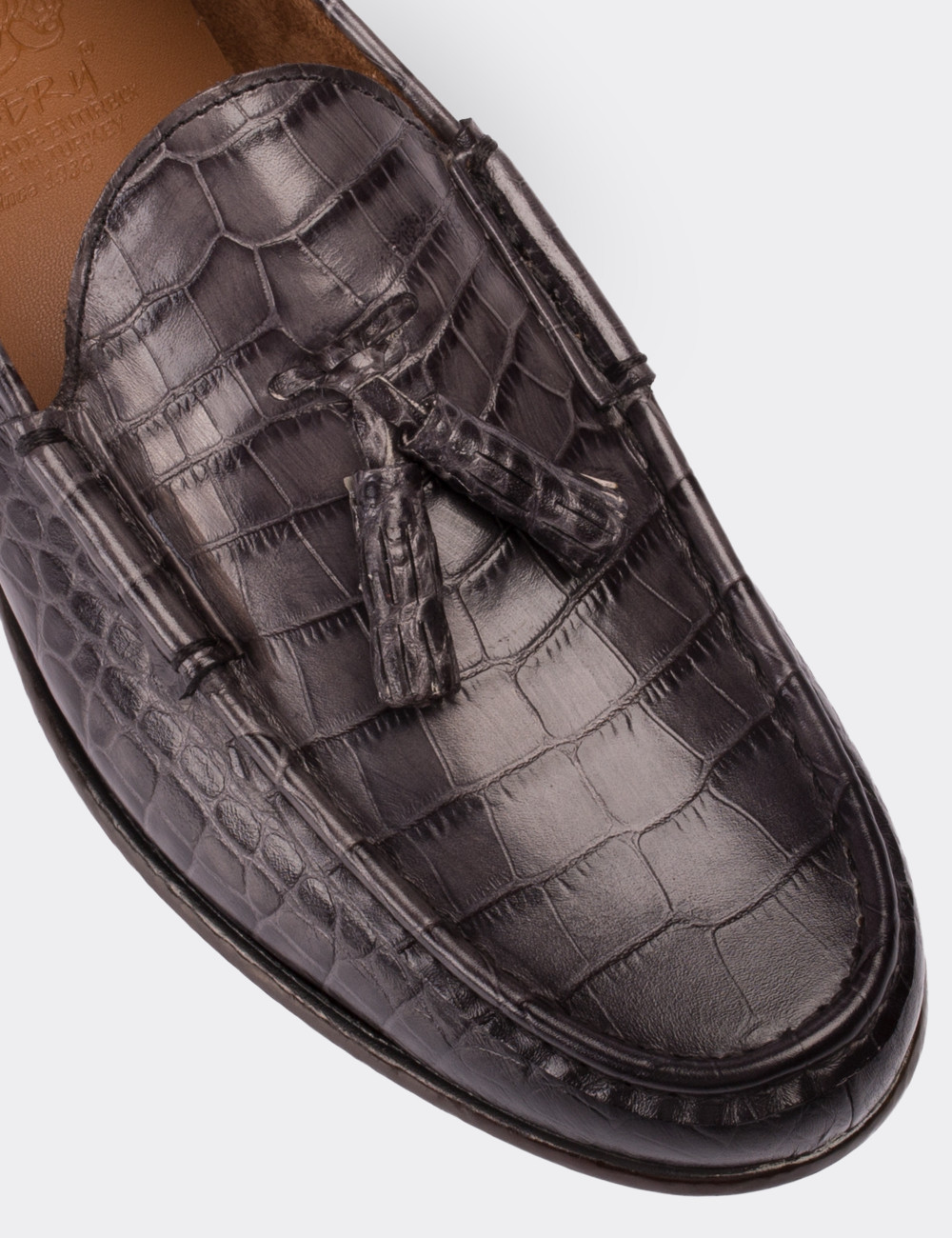 Gray  Leather Loafers - 01650MGRIC04