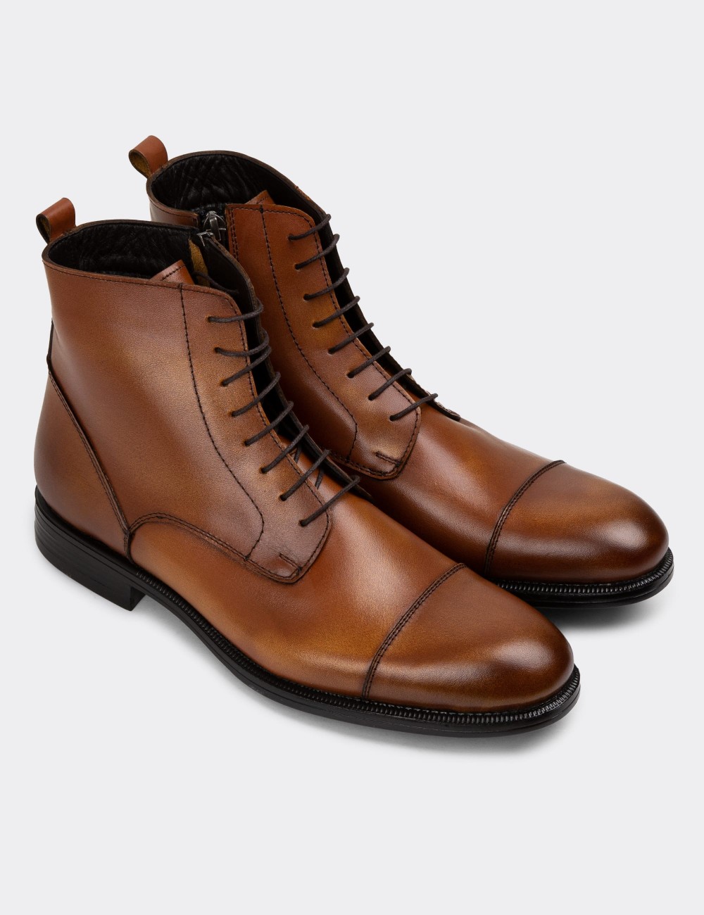 Tan Leather Boots - 01974MTBAC01