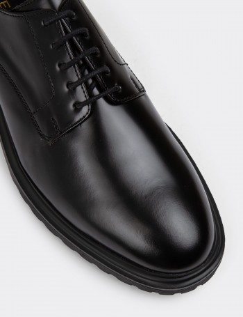 Black Leather Lace-up Shoes - 01932MSYHE04