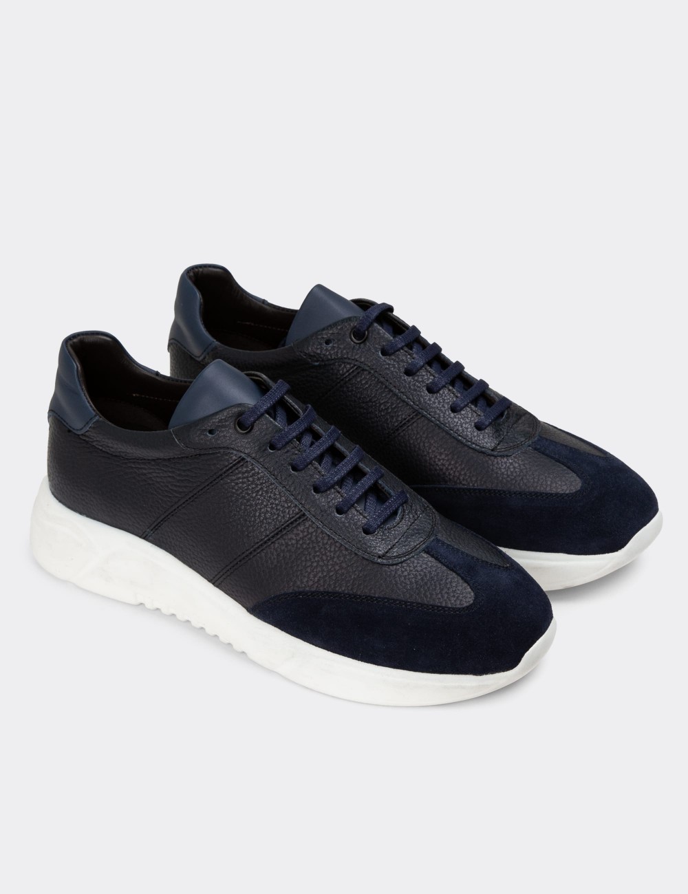 Navy Leather Sneakers - 01961MLCVP01