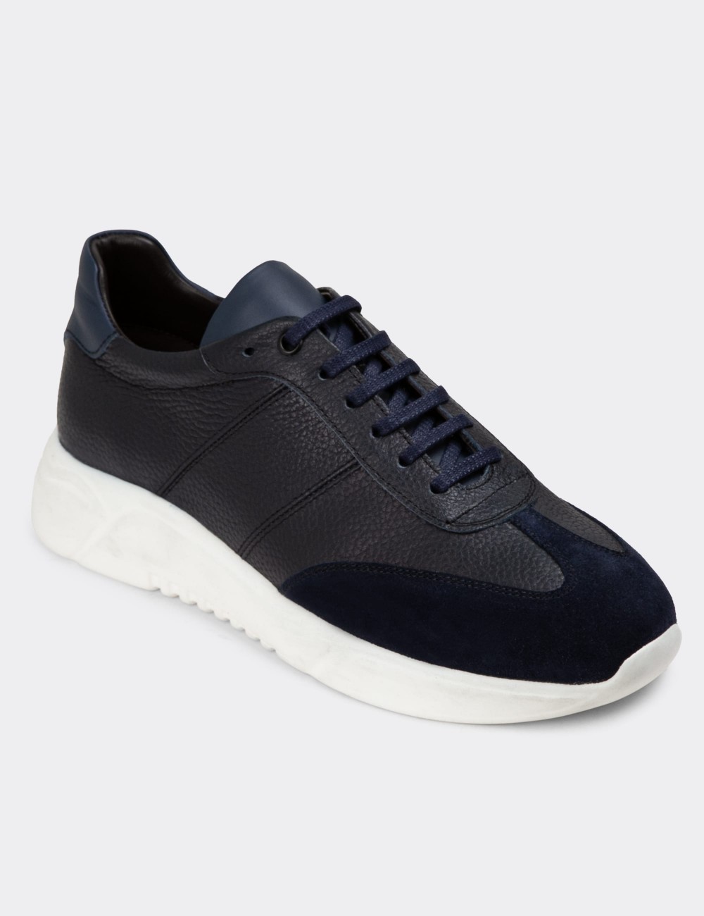 Navy Leather Sneakers - 01961MLCVP01