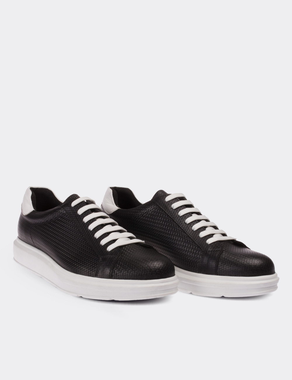 Black  Leather Lace-up Shoes - 01673MSYHP01