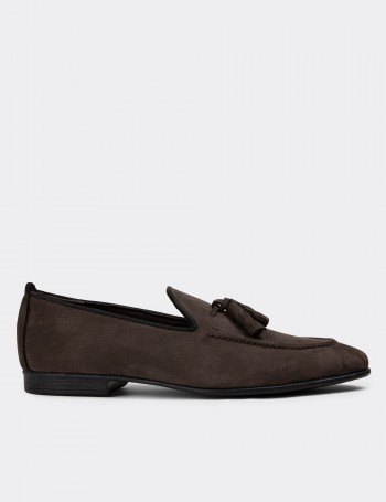 Tan Suede Leather Loafers - 01701MFUMC01