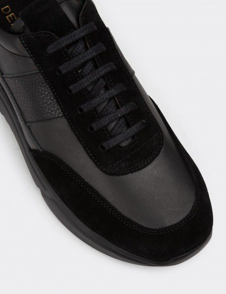 Black Suede Leather Sneakers