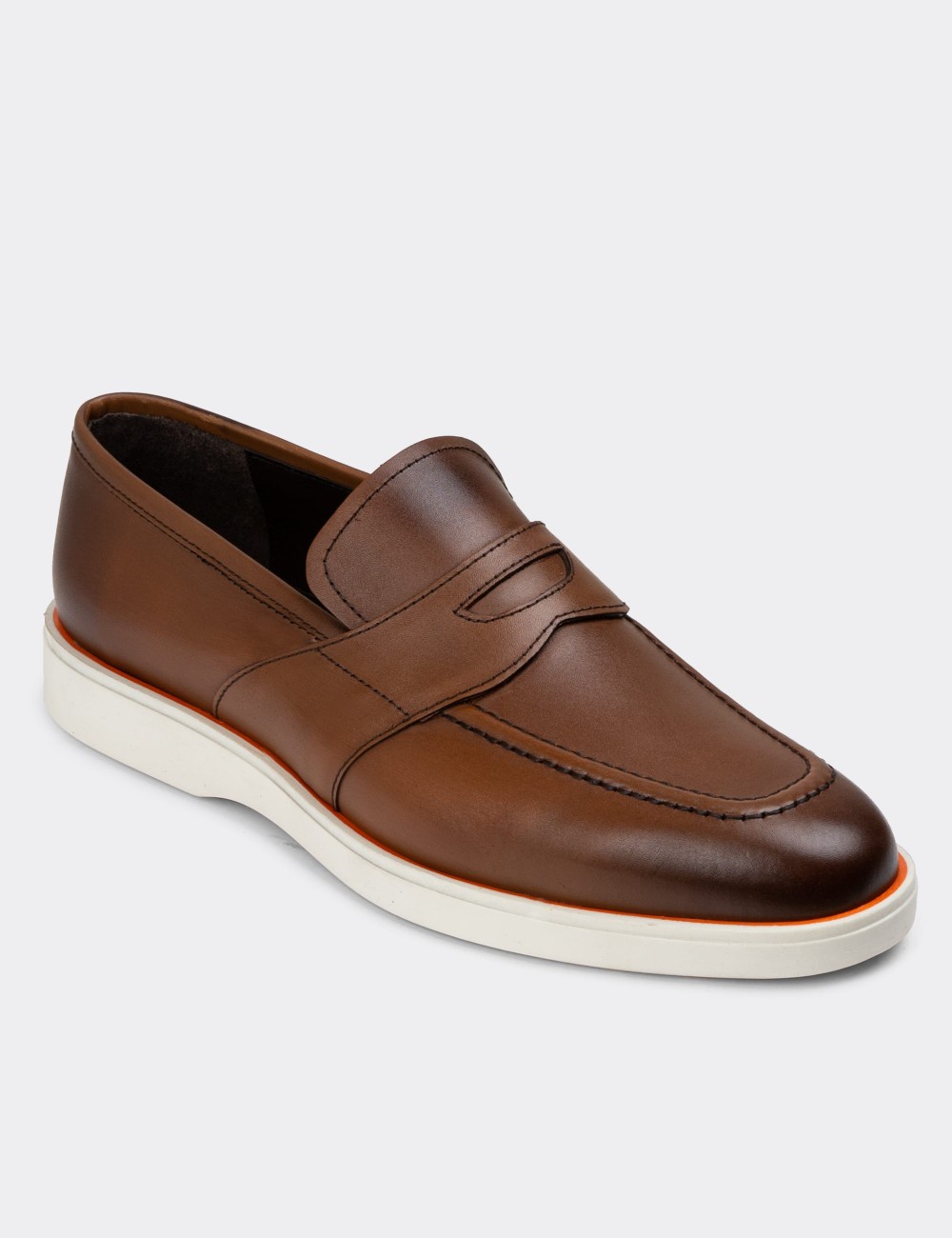 Tan Leather Loafers - 01960MTBAC01