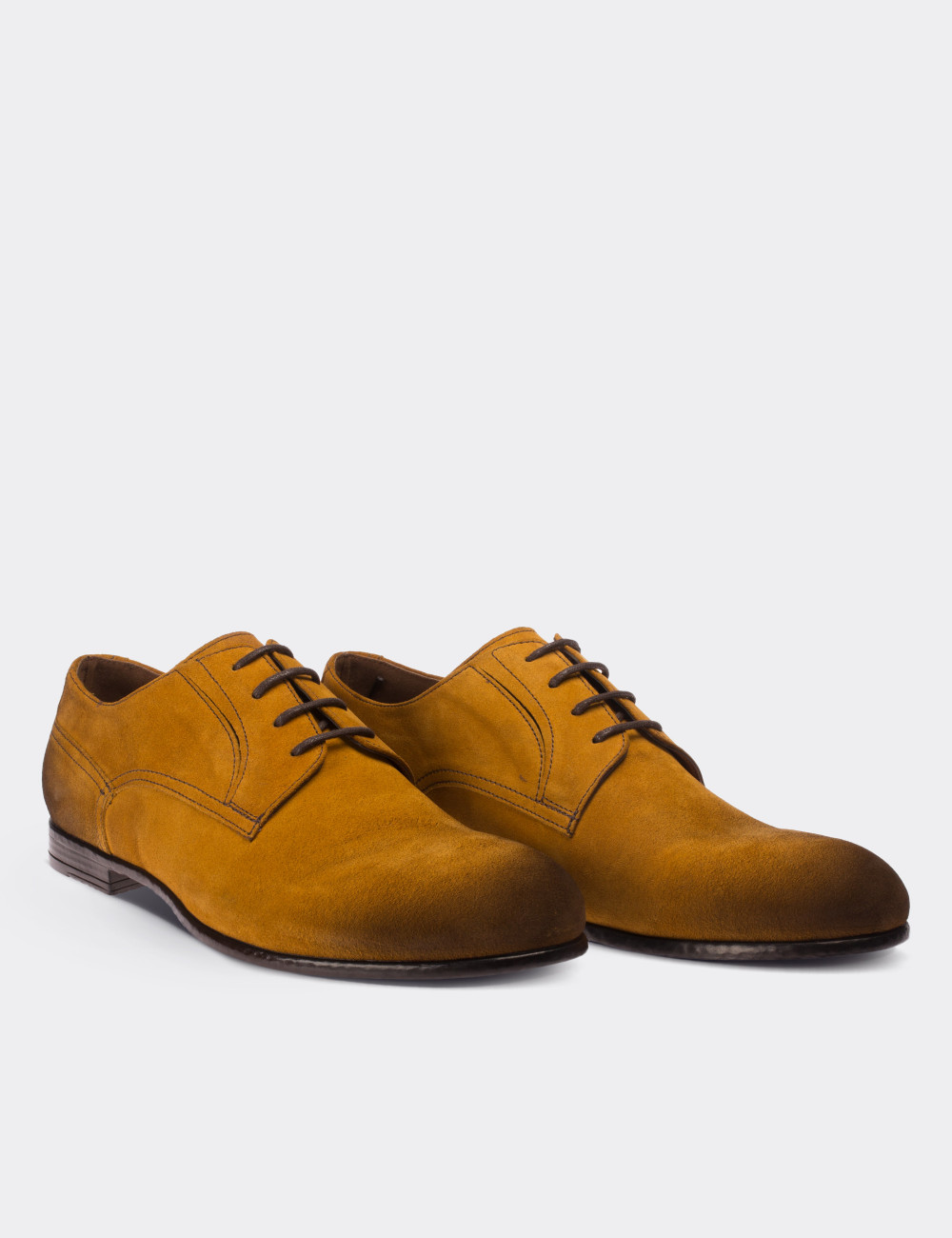 Yellow Suede Leather Lace-up Shoes - 01294MSRIC01