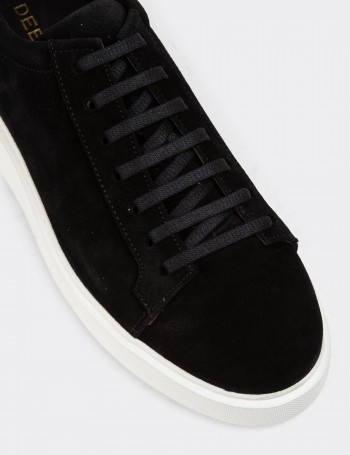 Black Suede Leather Sneakers - 01954MSYHE01