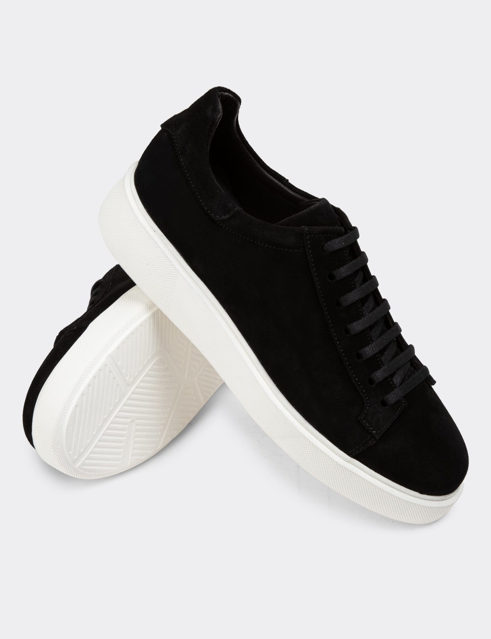 Black Suede Leather Sneakers - 01954MSYHE01