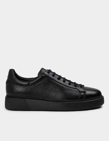 Black Leather Sneakers - 01954MSYHE04
