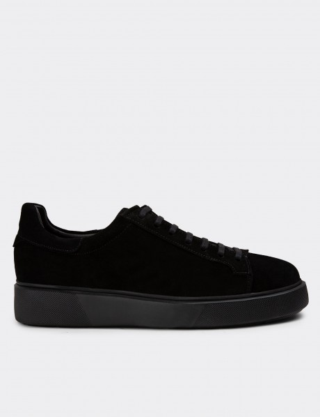 Black Suede Leather Sneakers