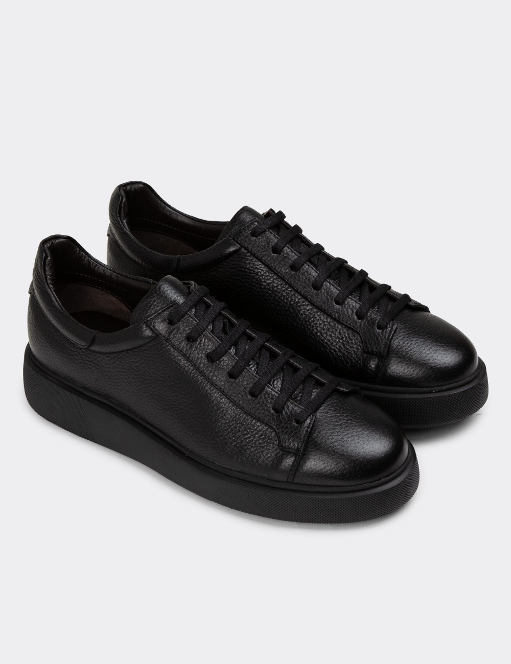Black Leather Sneakers - 01954MSYHE04