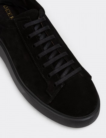 Black Suede Leather Sneakers - 01954MSYHE03