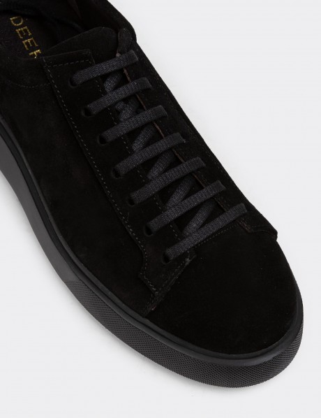 Black Suede Leather Sneakers