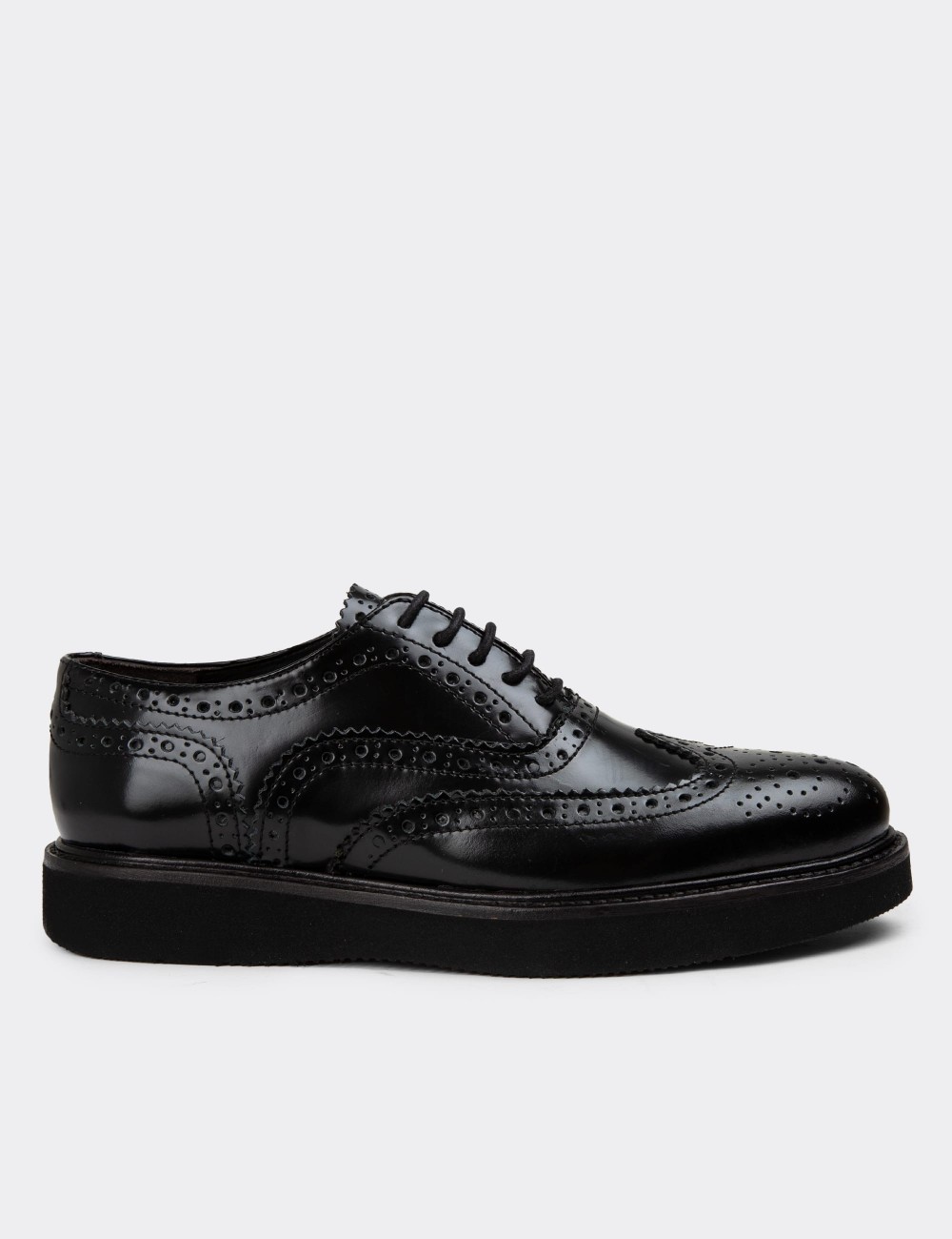 Black Leather Oxford Shoes - 01418ZSYHE01