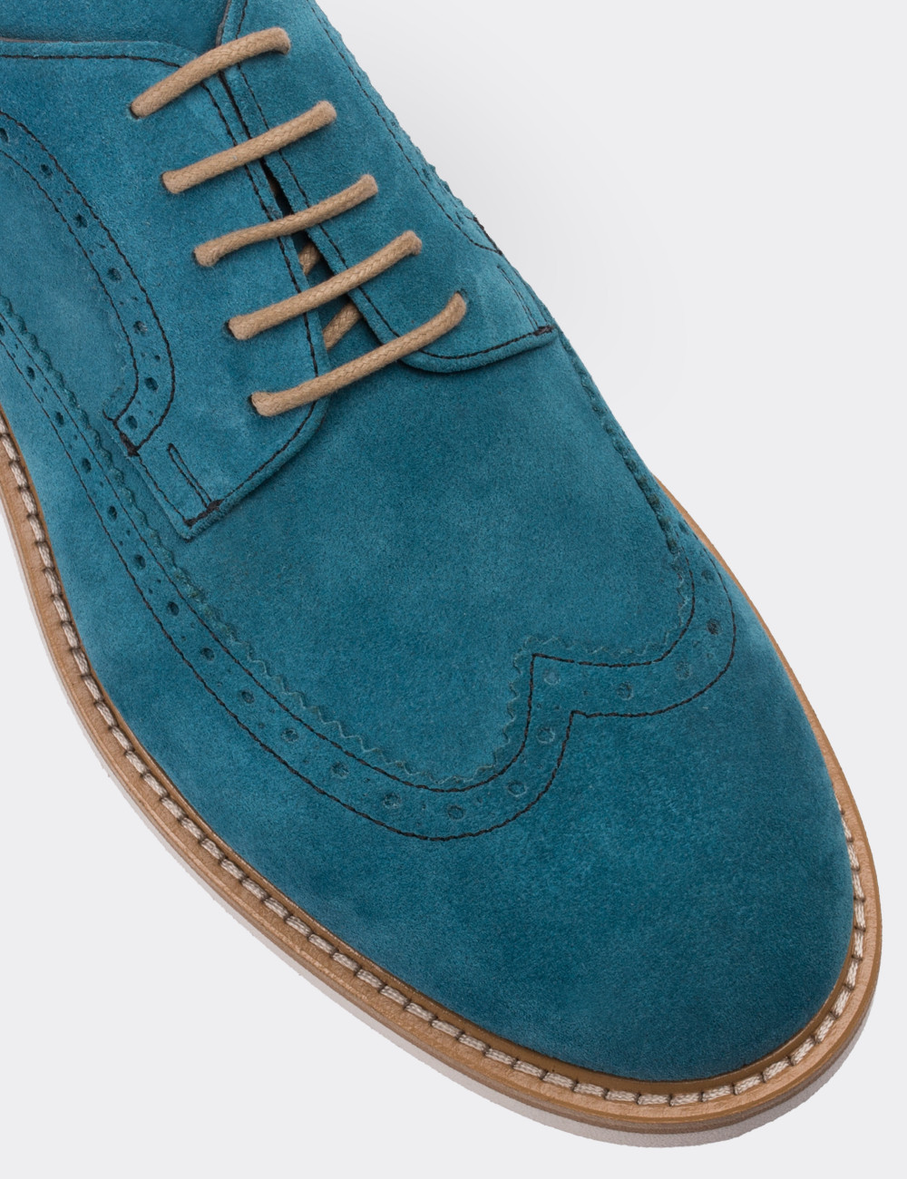 Blue Suede Leather Lace-up Shoes - 01293MMVIE01