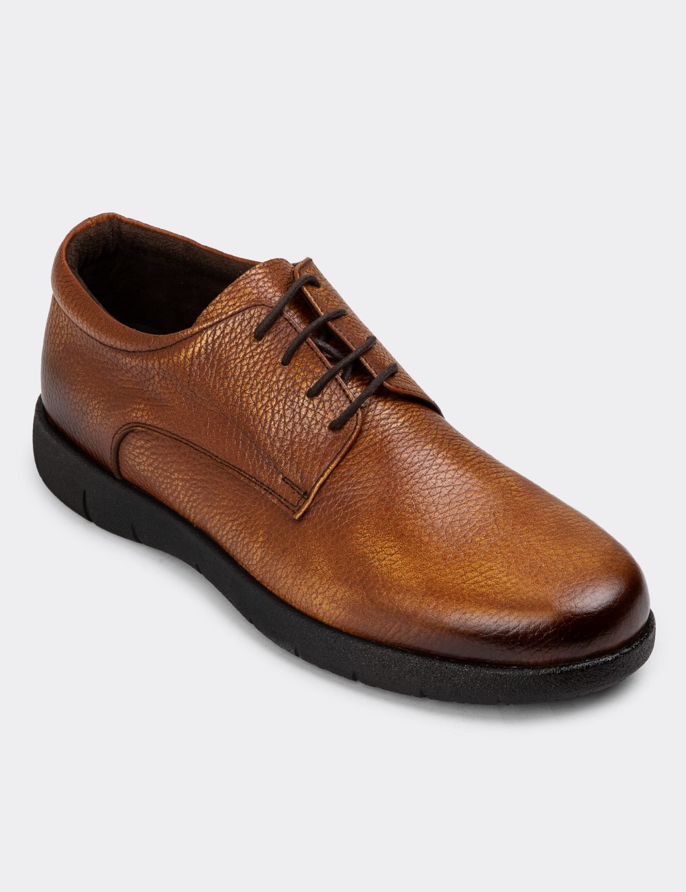 Tan Leather Lace-up Shoes - 01934MTBAC02