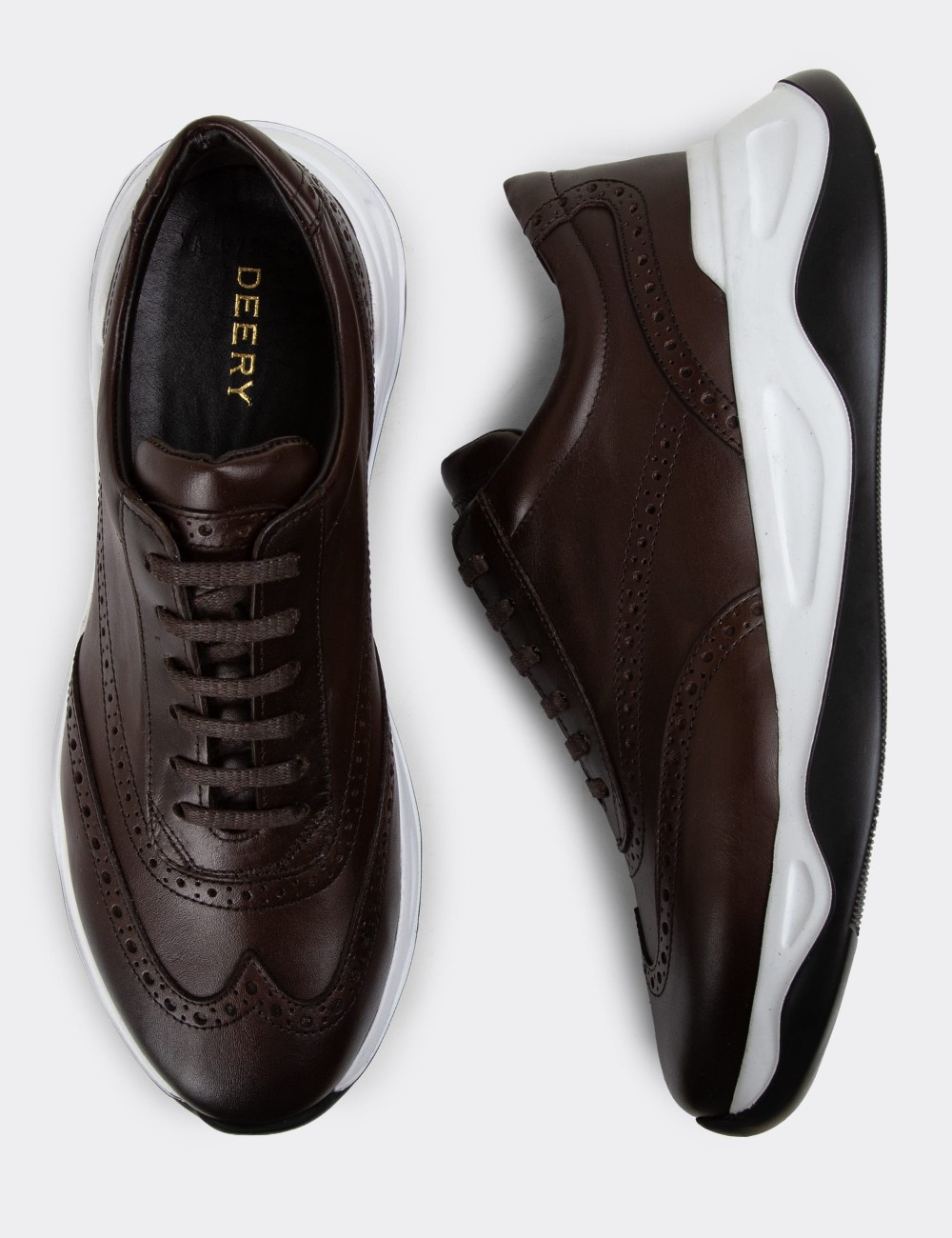 Brown Leather Sneakers - 00750MKHVE05