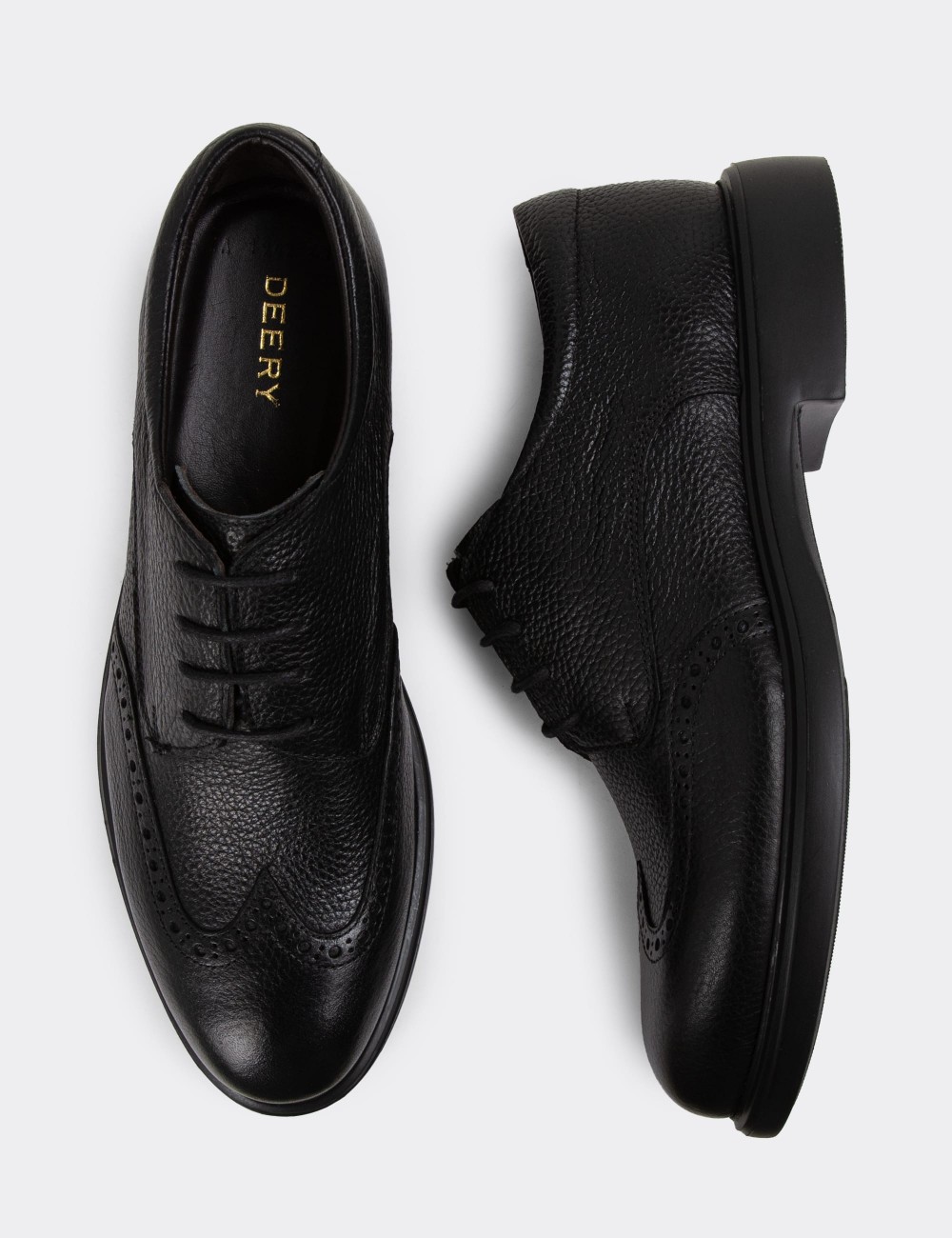 Black Leather Lace-up Shoes - 01942MSYHE03