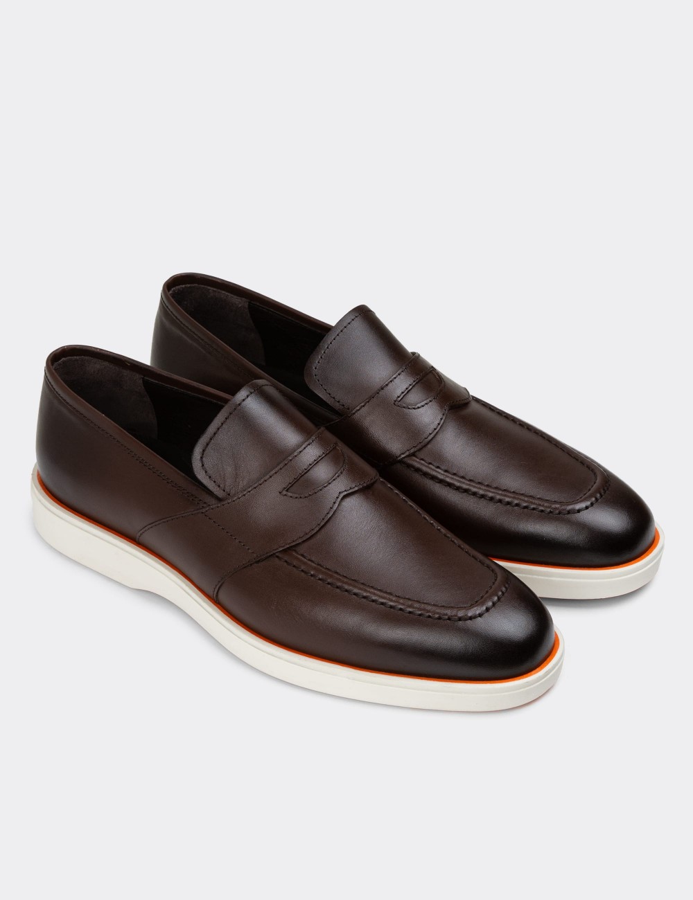 Brown Leather Loafers - 01960MKHVC01