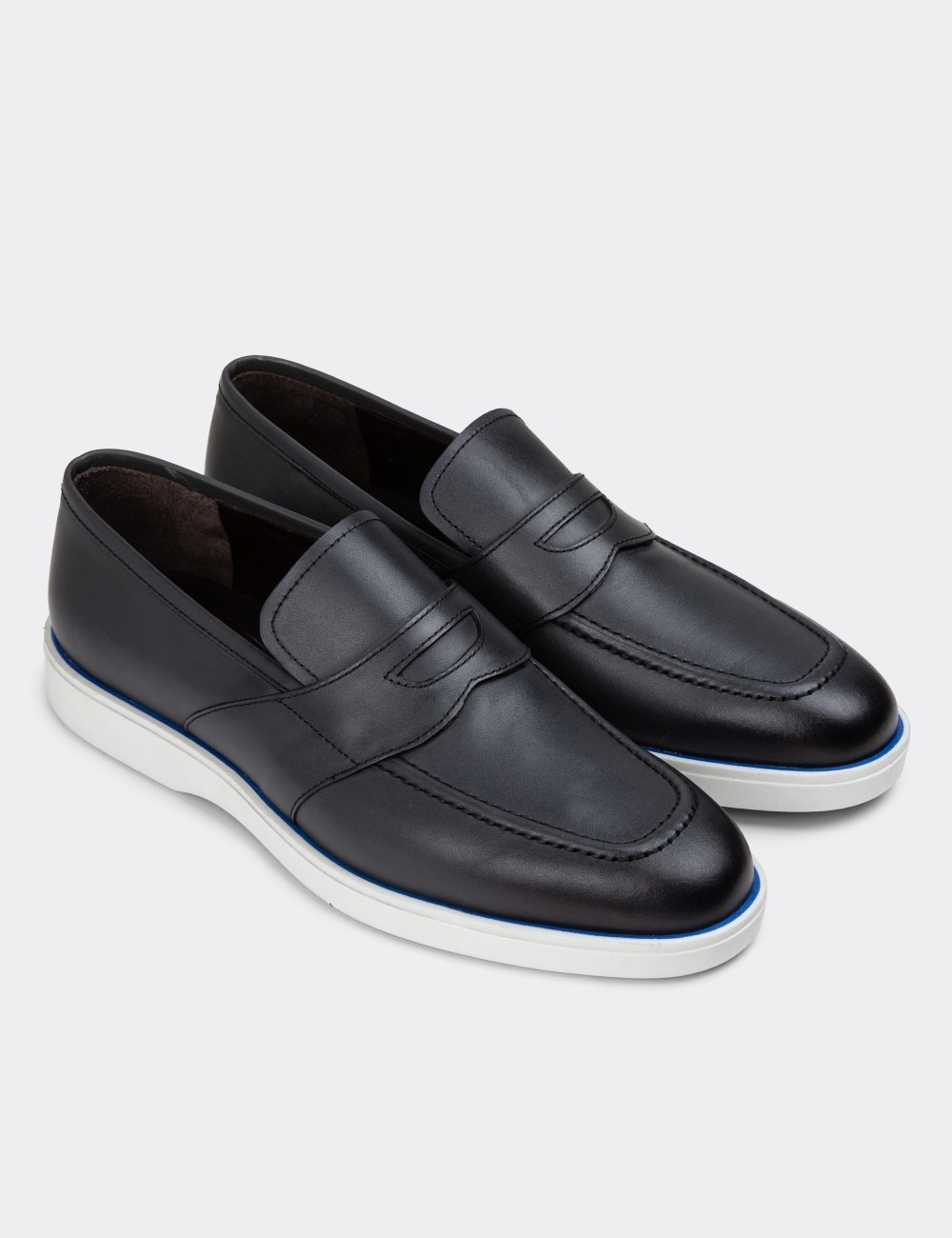 Gray Leather Loafers - 01960MGRIC01