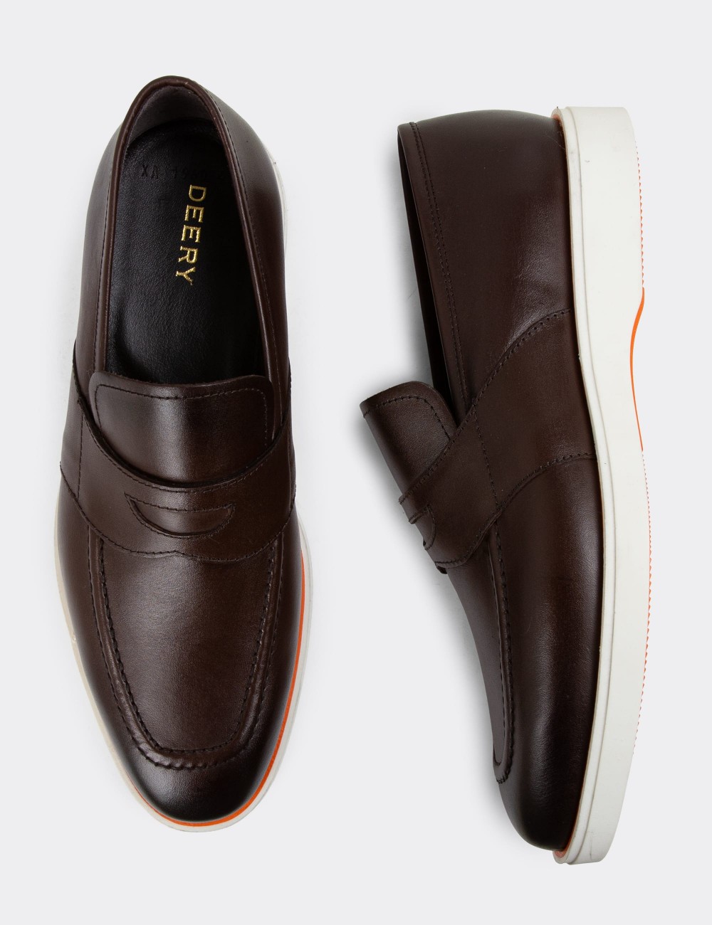 Brown Leather Loafers - 01960MKHVC01