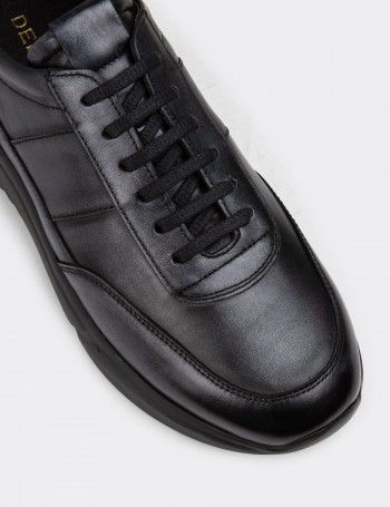 Anthracite Leather Sneakers - 01963MANTE01