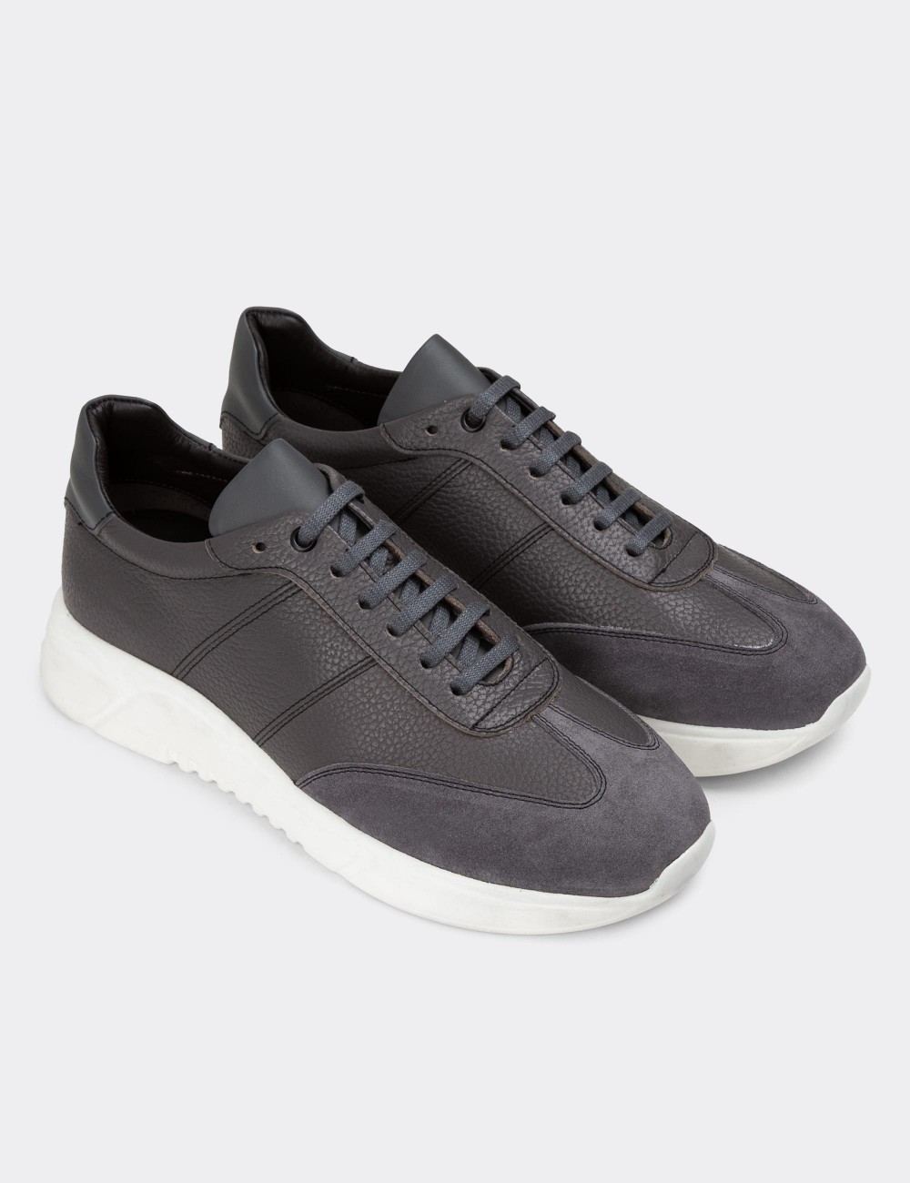Gray Leather Sneakers - 01961MGRIP01
